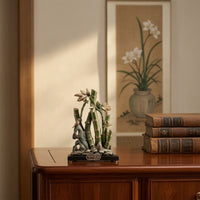 Bamboo Figurine with Stand Gold-Toned Bamboo Ornament Compact for Office