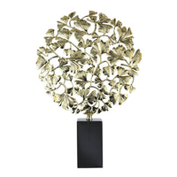 Ginkgo Leaf Sculpture Lustrous Tabletop Decor Modern-Luxe for Dining Table