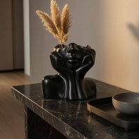 Face Vase Glossy Finish Face Planter Molded for Table