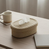 Cotton Rope Tissue Holder Handmade Desktop Organizer Japanese Design