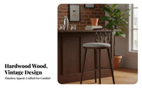 High Stool with Backrest Vintage Design Counter Chair Minimalist Design Integrated Footrest for Adults, Restaurant, Cafe