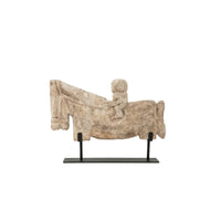 Horse Ornament with Metal Stand Vintage Horse Sculpture Timeworn Aesthetic Figurine for Living Room, Bookshelf