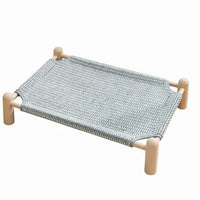 Raised Wooden Pet Bed Scratch-Friendly Elevated Wooden Pet Bed Artisan-Made
