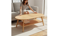 Double Layer Coffee Table Smooth Rounded Edge Wood Coffee Table Easy to Clean Home Furniture for Living Room