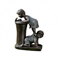 Human Figure Sculpture Weathered Bronze Finish Sculpture Textured for Tabletop