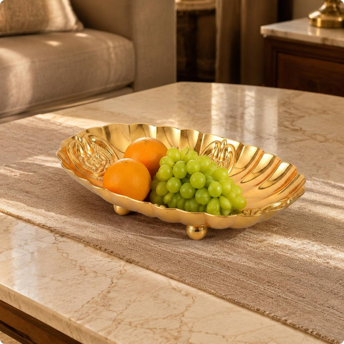 Decorative Oval Tray Shallow Oval Metal Tray Polished Finish