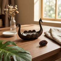 Boat Figurine Resin Model Nordic Ship Statue for History, Desktop