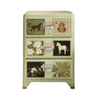 Patterned 3-Drawer Chest Safe Nightstand Large Capacity for Parents