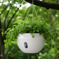Matte Hanging Planter, Tapered Hanging Pot with Drainage Hole, Lightweight Hanging Basket with Chain for Indoor Outdoor Plants