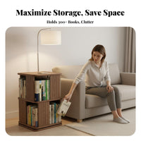 Rotating bookshelf Space-Saving Rotating Book Tower Multitier Design for Adults