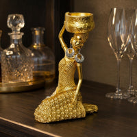 Resin Candle Holder Figurine Textured Decorative Art Statue Cultural Elegance