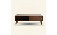Coffee Table with Storage Rectangular Wood Coffee Table Mid-Period Modern Furniture for Apartment