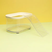 Transparent Hamster Bath and Hamster Sand Bath, Large Hamster Dig Box with Long Ladder and Splash Guard, Digging House for Guinea Pigs