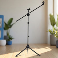 Microphone Stand with Extendable Support Arm Heavy Duty Tripod Microphone Stand Universal for Singers, Speakers, Stage, Studio
