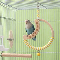 Hoop Climbing Toy with Bell, Bird Standing Frame and Bird Cage Accessory for Parrot Enrichment, Small Size Parakeets and Cockatiels