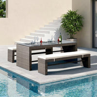 PE Rattan Garden Table Set, Modern Design, Outdoor Dining Set, Waterproof, UV Protection, Garden Furniture
