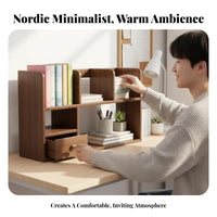 Desktop Book Rack with Handle Space-Saving Tabletop Shelf Minimalist Design