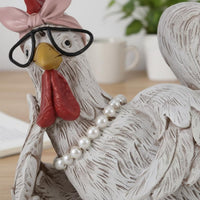 Cock Figure and Hen Statue Cute Chicken Figurine Set Creative Design for Desktop