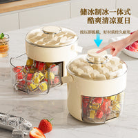 厂家直销按压制冰桶大容量食品级带盖储冰盒家用冰箱制冰模具批发