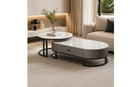 Sleek Nesting Coffee Table Set Wood-Grain Nested Coffee Table Set Storage Furniture Modern for Living Room, Small Apartments