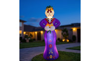 Skeleton with Floral Headwear Outdoor Inflatable Skeletal Woman Halloween Inflatable Skeleton Light Weight for Day of the Dead