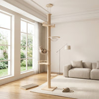 Cat Climbing Frame Floor to Ceiling Tension Rod, 7 Level Activity Tree with Scratching Posts, Indoor Playground and Bed for Large Multi Cats
