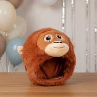 Photo Prop Monkey Head Hat PP Cotton Filled Soft Monkey Mask Cartoon Orangutan Head Cover for Party, Performance