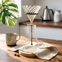 Coffee Dripper Stand Circular Top Hoop Wooden Coffee Dripper Stand Space Saving