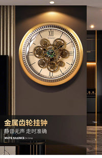 2025新款轻奢齿轮机械钟表挂钟客厅欧式高级艺术复古创意挂墙时钟