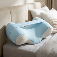 Contoured Memory Foam Pillow with Strap Adjustable Contour Memory Foam Pillow Orthopedic Slow-Rebound for Side Sleepers, Bed, Sofa
