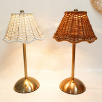 Rattan Table Lamp Metal Boho Rattan Table Lamp Type-C Charging for Outdoor