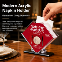 Clear Acrylic Serviette Holder, Modern Minimalist Napkin Dispenser for Kitchen, Square Flat Paper Tableware Organiser