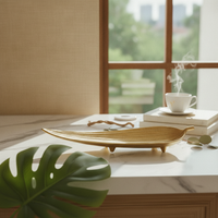 Leaf-Shaped decorative Tray with Feet Decorative Leaf Tray Low-Profile for Coffee Table