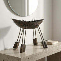 Boat-Shaped Sculpture Textured Metal Tabletop Ornament Modern