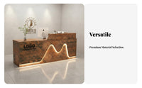 Salon Reception Desk Light Luxury Design Salon Checkout Counter Piano High-Gloss Coating Finish Office Front Desk for Receptionists, Company Lobby