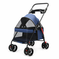 Pet Stroller with Storage Basket 4-Wheel Foldable Pet Stroller Long-Lasting