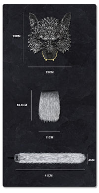 Halloween Wolf Costume Set with Mask, Gloves, and Tail