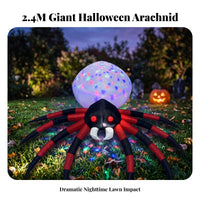 Lighted Halloween Arachnid Decoration | Oversized 2.4m Design, bright Red and Black Legs, Inflatable arachnid, for Lawn