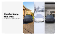 Full-Coverage Sedan Car Cover Elasticized Car Cover with Mirror Pockets Reflective for Outdoor Parking, Winter Storage