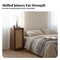 Rattan Door Bedside Cabinet Minimalist Design Nightstand Wide Top Surface