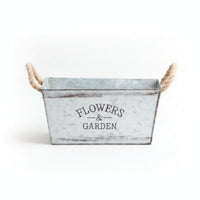 Metal Planter with Rope Handles Distressed Container Versatile for Bookshelf