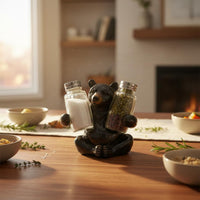 Bear Seasoning and Pepper Shaker Set Glass Shakers Bear Condiment Stand