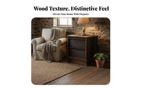 Single-Drawer Nightstand Rustic Look Bedside Table Rounded Corners for Students