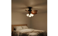 Retro Overhead Fan Light Decorative Vanes Antique Fan Lamp three color dimming for Bedroom, Study