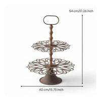 Tiered Tray Stand Metal Tiered Tray Openwork Display Stand Handle for Event Planners