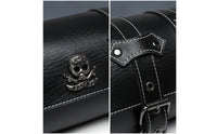 Biker-Style Motorcycle Hanging Bag Riveted Motorcycle Bag with Skull Emblem Structured Saddlebag Long-Lasting for Bikers