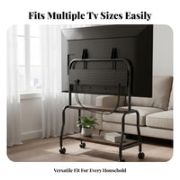 Mobile TV Stand Floor TV Stand Screen Mount Portable TV Cart Stainless Steel Frame with Wheels Suitable for Renters Living Room Bedroom Office