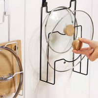 Pot Lid Rack over the Door Lid Holder Rack Iron Frame
