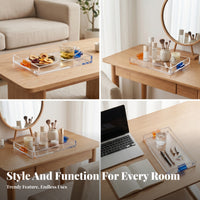Rectangular Tray Raised Edge Tray Rectangular Acrylic Organizer Tray Vanity Tray Transparent Acrylic Construction Suitable for Living Room Display Kitchen Countertop Cosmetic Organization Book Shelf