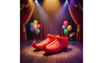 Curled Toe Oversized Clown Shoes Glossy Finish Pointed Clown Shoes Ribbed Texture Costume Footwear Molded Design for Performers, Masquerade, Performance